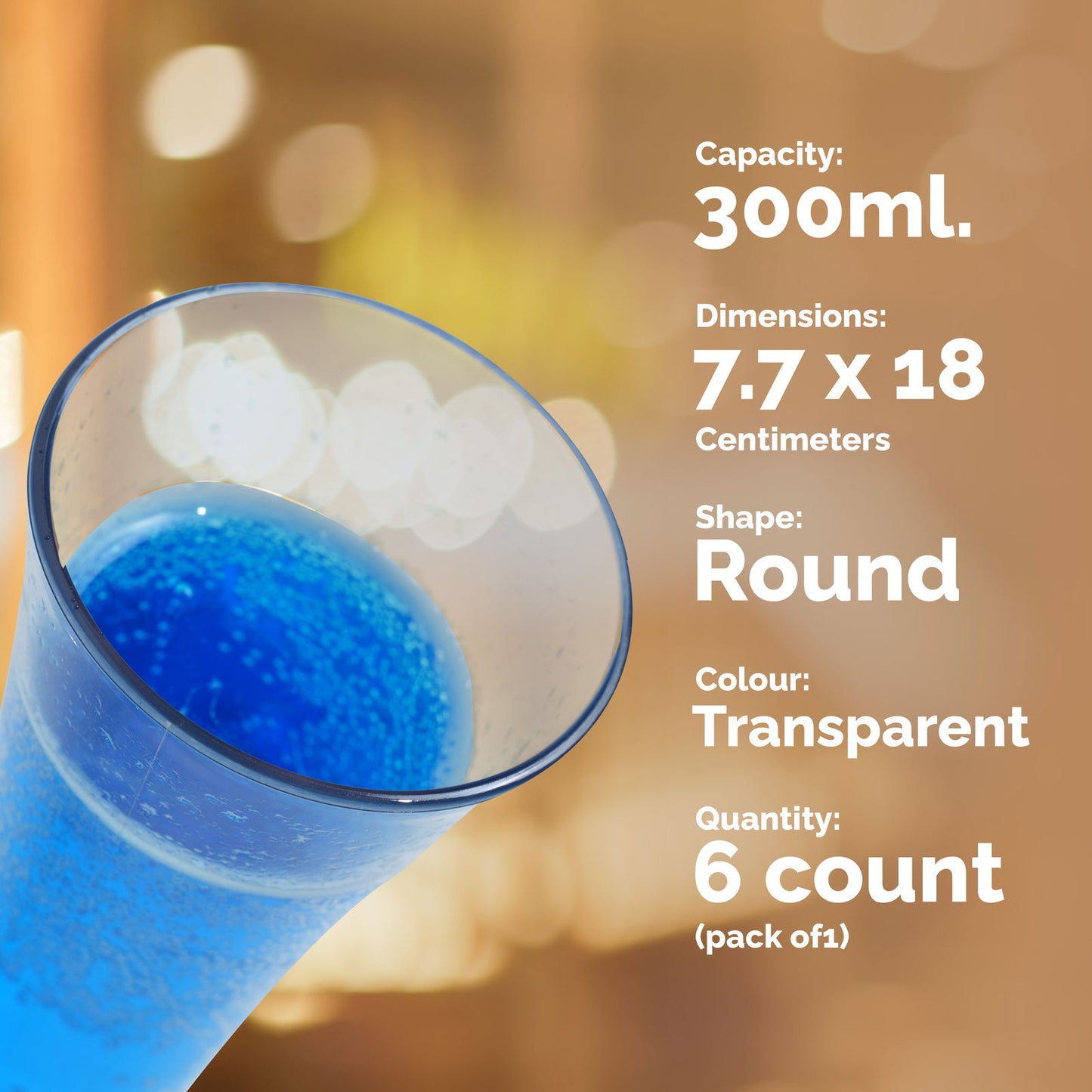Unbreakable Transparent Juice Glass |Acrylic Glassware and 100 % Food Grade | 6 pcs Set -