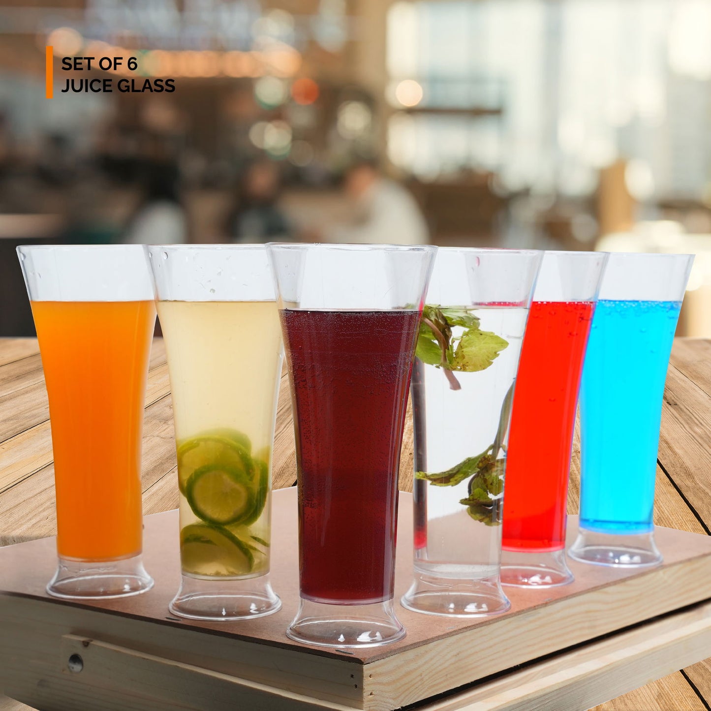 Unbreakable Transparent Juice Glass |Acrylic Glassware and 100 % Food Grade | 6 pcs Set -