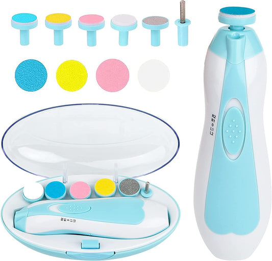 Baby Nail File Electric, Baby Nail Clippers 6 in 1 Toes Fingernails Care Trim Polish Grooming Kit - 