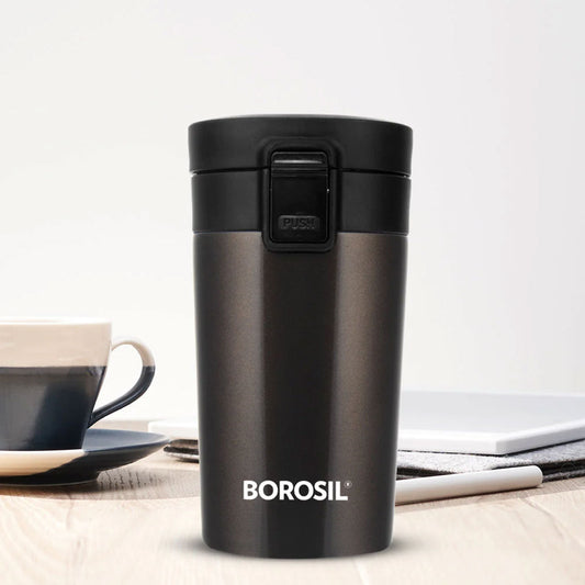 Borosil Coffeemate  300ml | Stainless Steel Travel Mug | Vacuum Insulated | Spill Proof - 