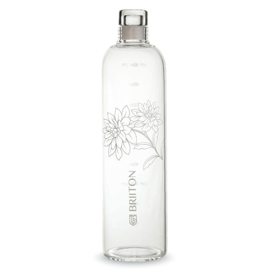 Briiton Blossom Leakproof Twist Cap 1000ml |  Glass Bottle | Ideal for Men & Women - 