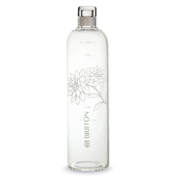 Briiton Blossom Leakproof Twist Cap 1000ml |  Glass Bottle | Ideal for Men & Women - 
