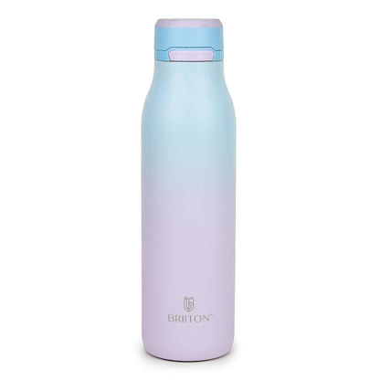 Briiton Jumper 750ml Stainless Steel Water Bottle | Copper Coated Vacuum Insulation  Secure Grip  Leakproof Easy Pour Cap - 