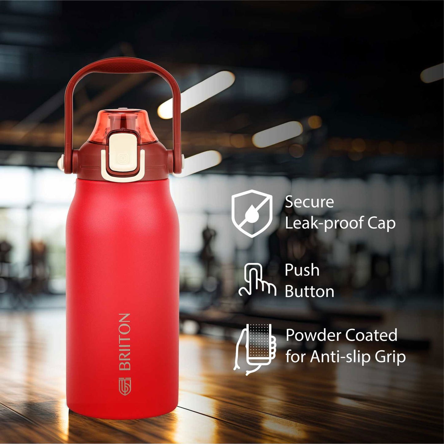 Briiton Nikola 1300ml Stainless | Steel Water Bottle | Leakproof Flask For Hot & cold - 