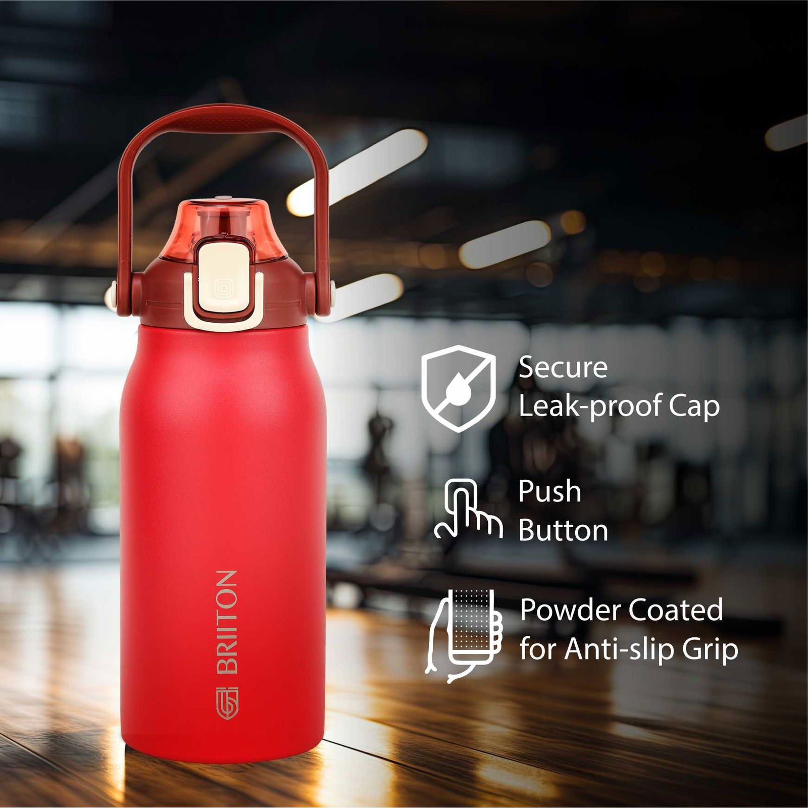 Briiton Nikola 1300ml Stainless | Steel Water Bottle | Leakproof Flask For Hot & cold - 