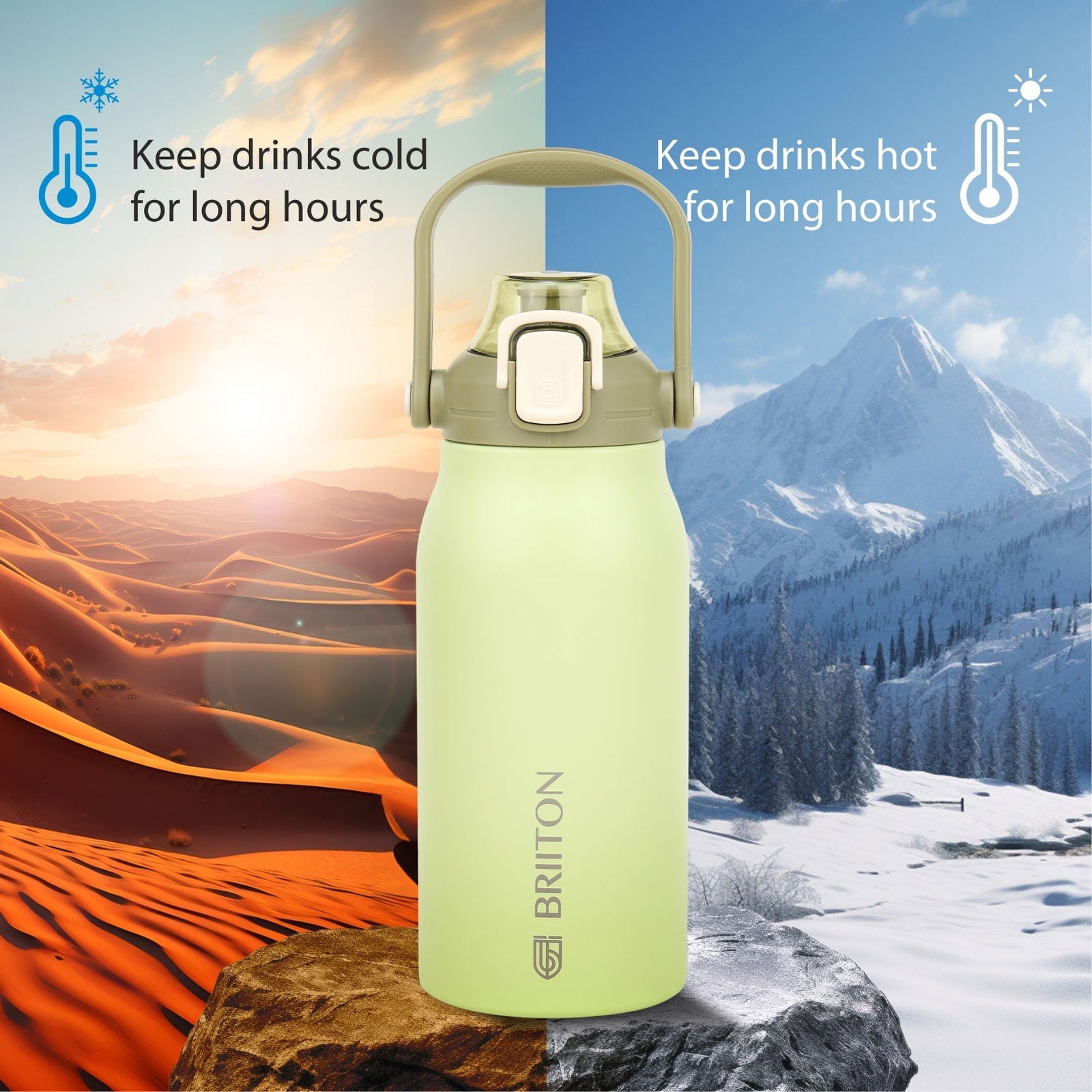 Briiton Nikola 1300ml Stainless | Steel Water Bottle | Leakproof Flask For Hot & cold - 