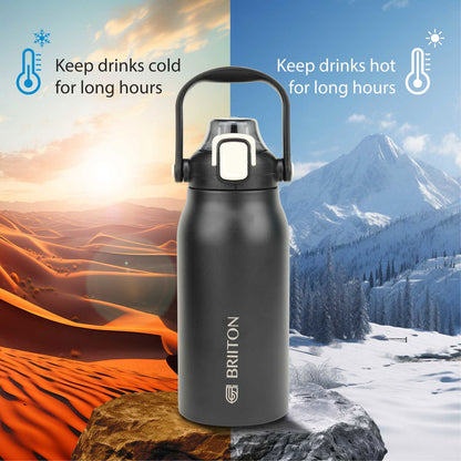 Briiton Nikola 1300ml Stainless | Steel Water Bottle | Leakproof Flask For Hot & cold - 