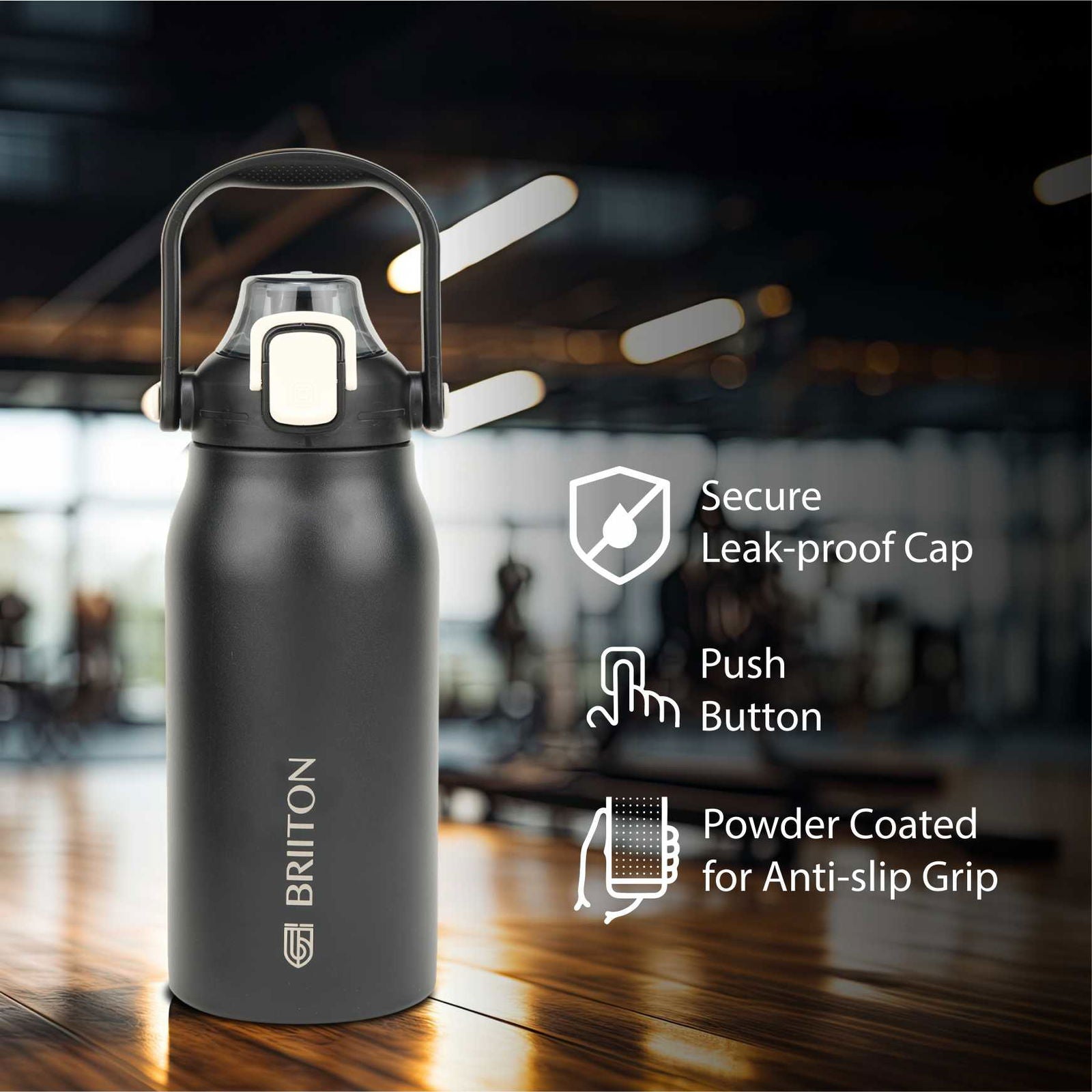 Briiton Nikola 1300ml Stainless | Steel Water Bottle | Leakproof Flask For Hot & cold - 