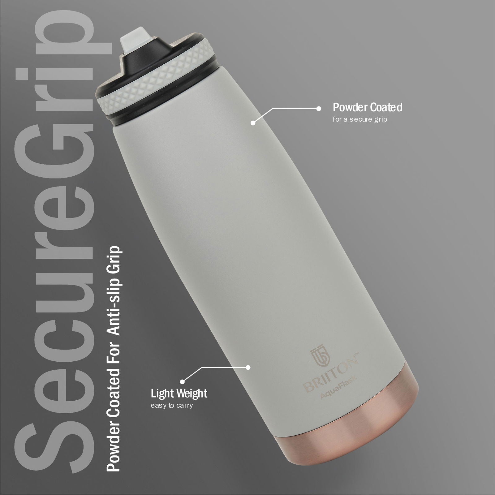 Briiton Oceano  1000ml | Stainless Steel Water Bottle | Copper Coated Vacuum Insulation | Hot & Cold Thermos - 
