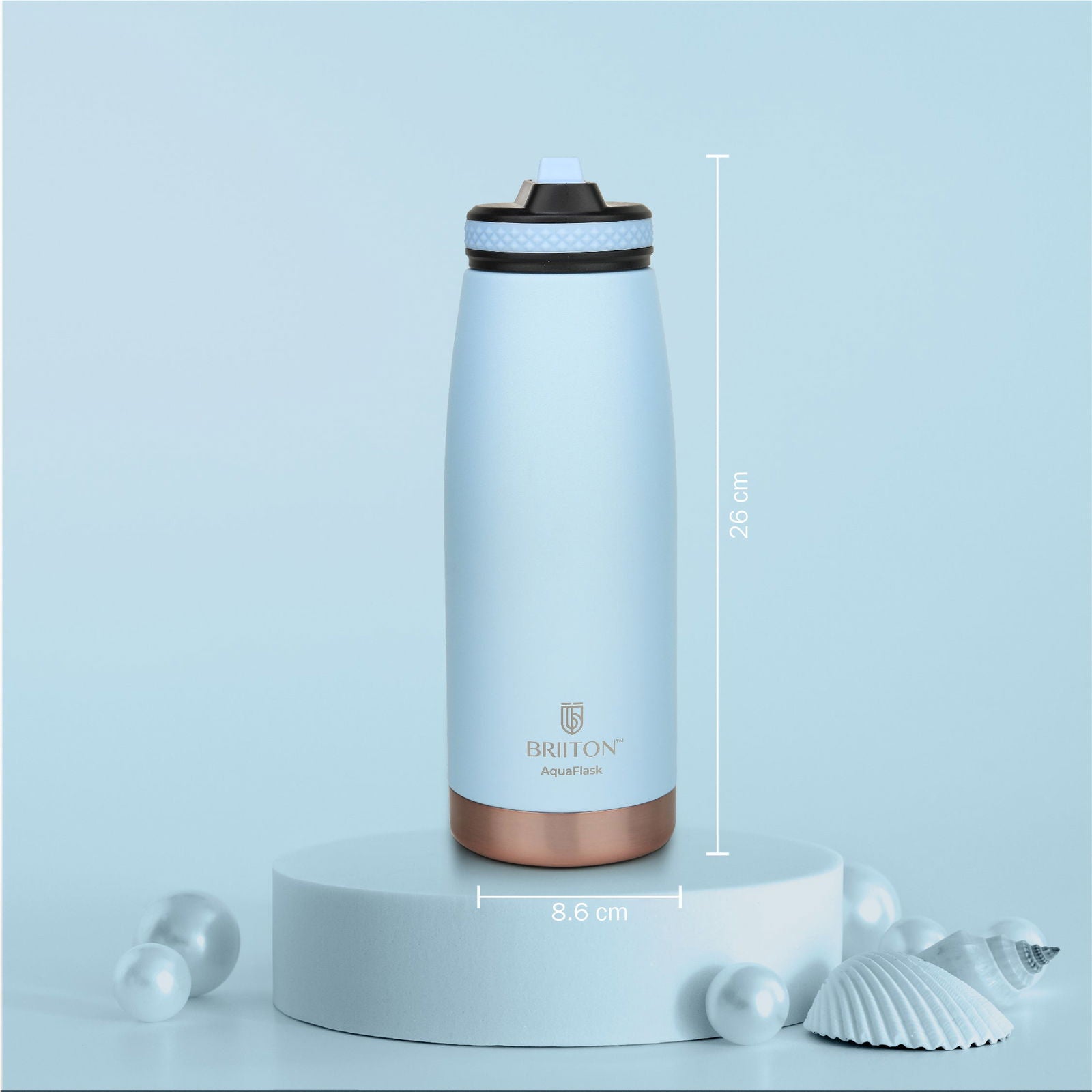 Briiton Oceano  1000ml | Stainless Steel Water Bottle | Copper Coated Vacuum Insulation | Hot & Cold Thermos - 