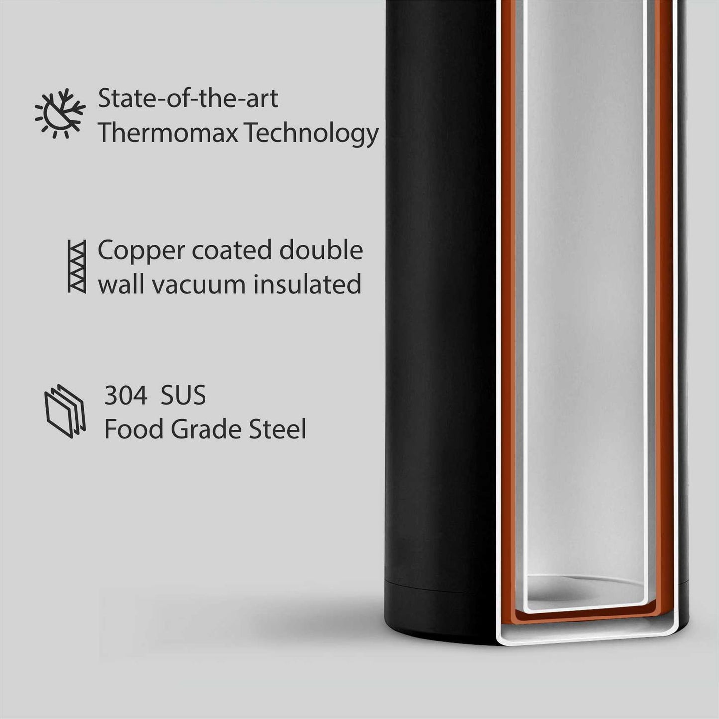 Briiton Spectra  620ml | Stainless Steel Water Bottle | Secure Grip | Leakproof Easy Pour Cap - 