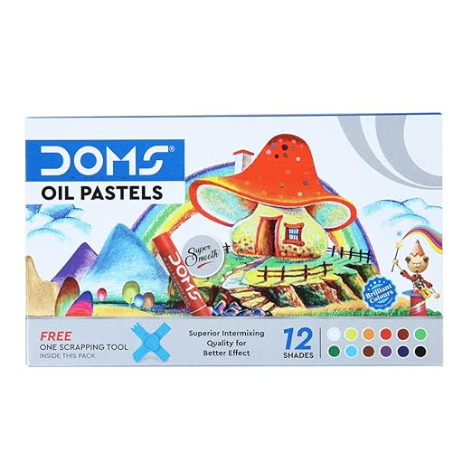 DOMS 12 Shades Oil Pastel Box | Free Scrapping Tool | Non-Toxic & Safe For Children - DOMS 12 Shades Oil Pastel Box | Free Scrapping Tool | Non-Toxic & Safe For Children - owleto