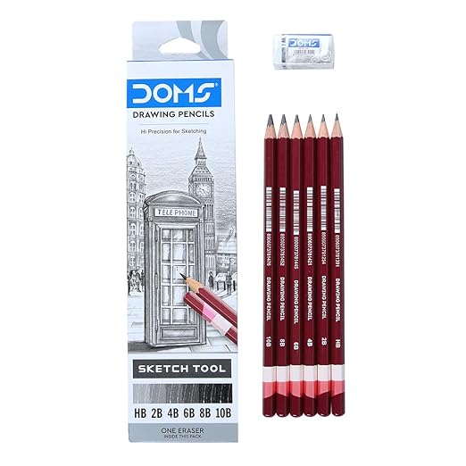 DOMS Drawing & Sketching Graphite Pencils - Grade HB, 2B, 4B, 6B, 8B & 10B - DOMS Drawing & Sketching Graphite Pencils - Grade HB, 2B, 4B, 6B, 8B & 10B - owleto