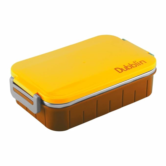 DUBBLIN Feast Stainless Steel Lunch Box Insulated Airtight Spill Proof with Spoon, sabzi Container Inside, 850 ml, Yellow - 