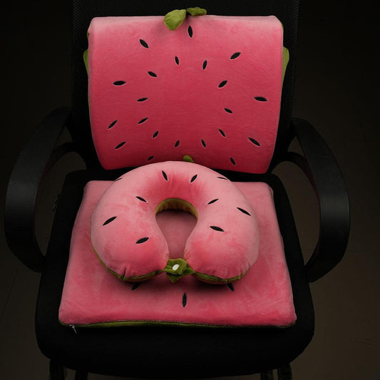 Green Small Bathroom/kitchen Stool - Watermelon Print Chair Cushion Seat Pad With Neck Pillow - owleto