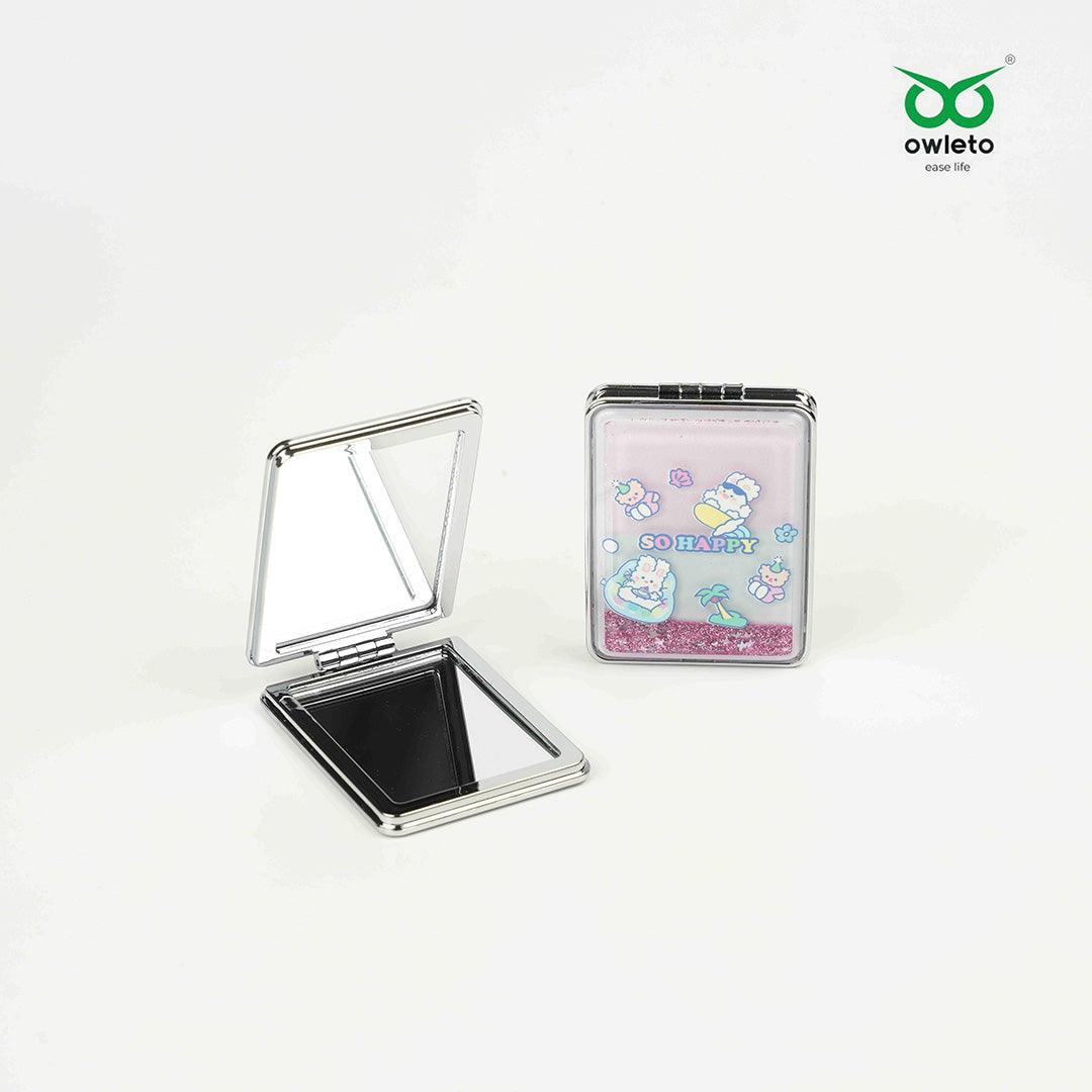 Kids' Square Pocket Mirror: Portable Handheld Makeup Mirror-Double sided mirror - Kids' Square Pocket Mirror: Portable Handheld Makeup Mirror-Double sided mirror - owleto