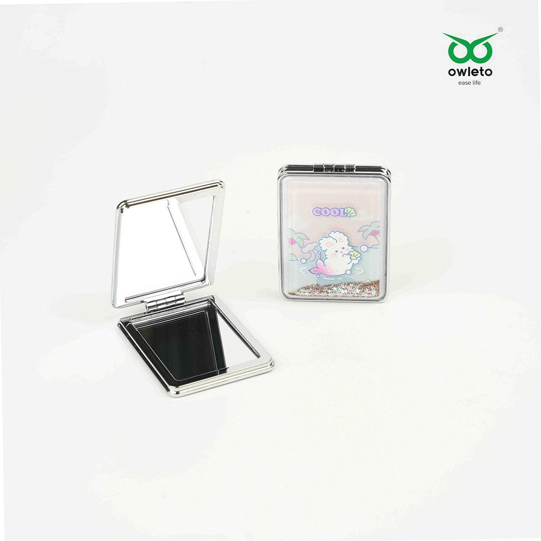 Kids' Square Pocket Mirror: Portable Handheld Makeup Mirror-Double sided mirror - Kids' Square Pocket Mirror: Portable Handheld Makeup Mirror-Double sided mirror - owleto