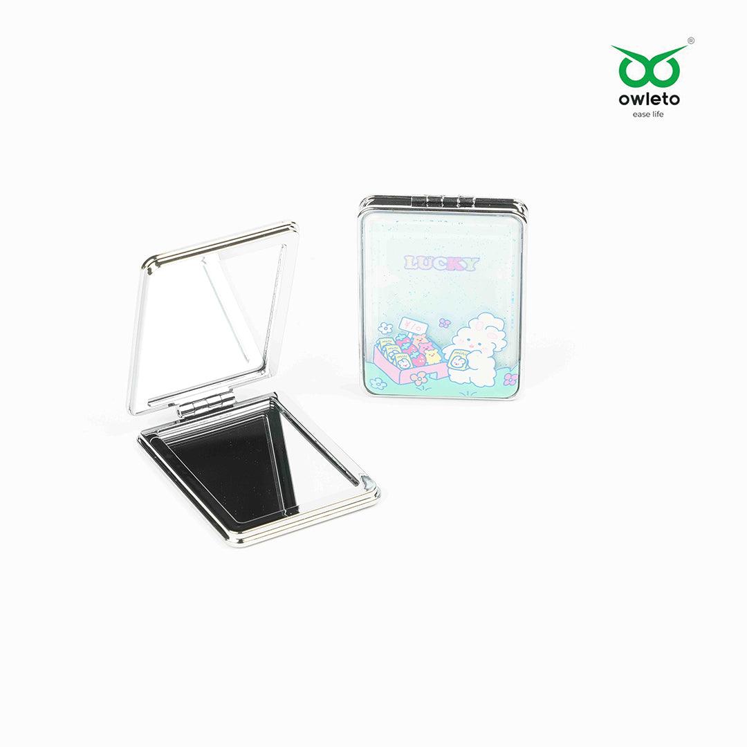 Kids' Square Pocket Mirror: Portable Handheld Makeup Mirror-Double sided mirror - Kids' Square Pocket Mirror: Portable Handheld Makeup Mirror-Double sided mirror - owleto