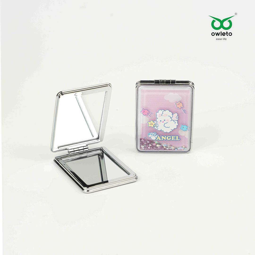 Kids' Square Pocket Mirror: Portable Handheld Makeup Mirror-Double sided mirror - Kids' Square Pocket Mirror: Portable Handheld Makeup Mirror-Double sided mirror - owleto