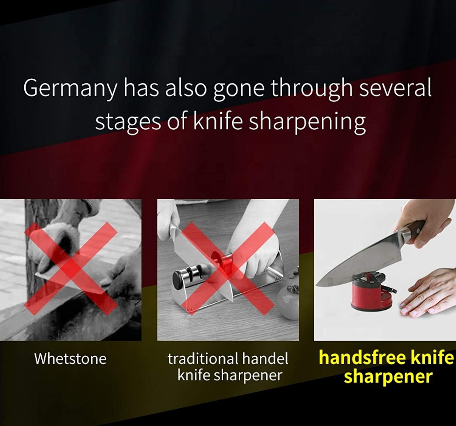Knife Sharpener with Suction Pad for Kitchen Knife Tool for Household - 