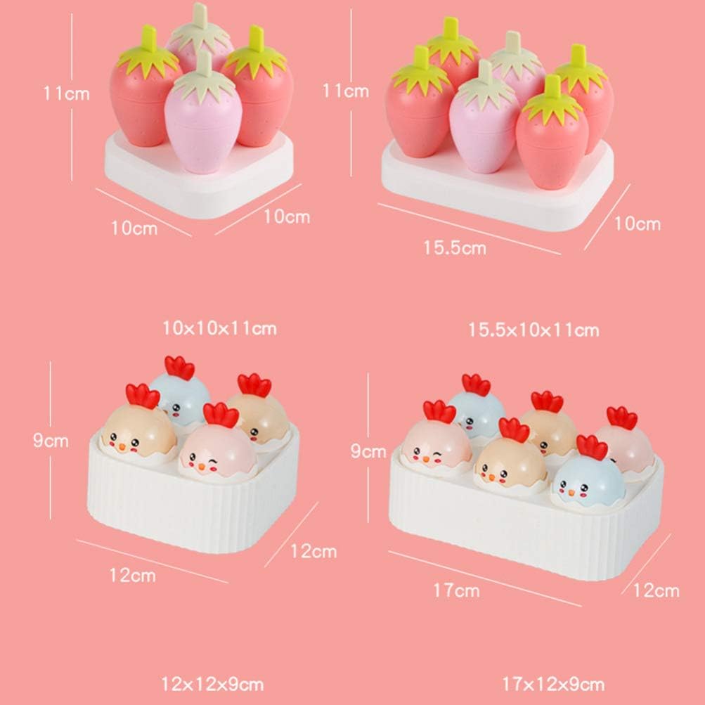 Multi-Color Ice Mold Set: 6 Strawberry Shaped Popsicle Makers-Summer Essentials - 