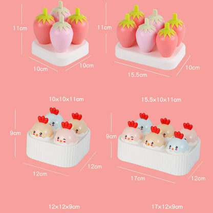 Multi-Color Ice Mold Set: 6 Strawberry Shaped Popsicle Makers-Summer Essentials - 