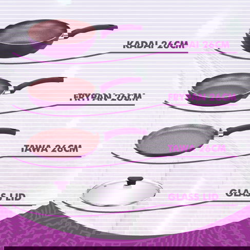 Premier Granite Non Stick Cookware 4 Pcs Combo Set - 