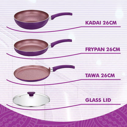 Premier Granite Non Stick Cookware 4 Pcs Combo Set - 