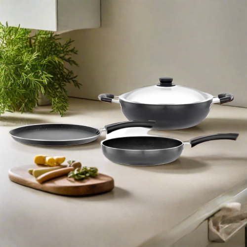 Premier Non Stick 4 Piece Set With Stainless Steel Lid - 