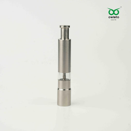 Premium Stainless Steel Thumb Presser Salt and Pepper Grinder - Adjustable Coarseness, Salt and Pepper Mill Shakers in Silver Color (Pack of 1) - Premium Stainless Steel Thumb Presser Salt and Pepper Grinder - Adjustable Coarseness, Salt and Pepper Mill Shakers in Silver Color (Pack of 1) - owleto