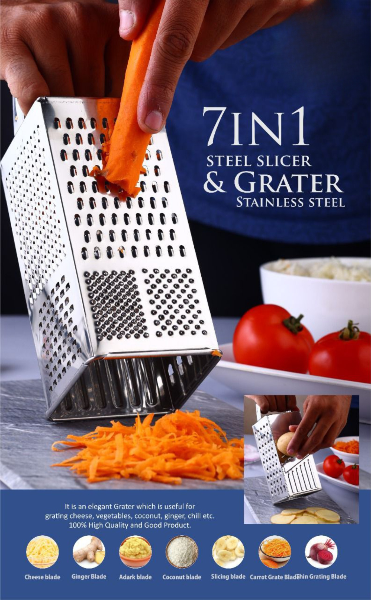 S.S. 7 IN 1 STEEL SLICER & GRATER - 