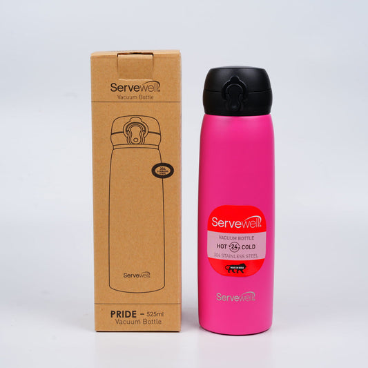 SERWEL PRIDE STAINLESS STEEL VACUUM BOTTLE 525ML-SOLID - SERWEL PRIDE STAINLESS STEEL VACUUM BOTLE 525ML-SOLID - owleto