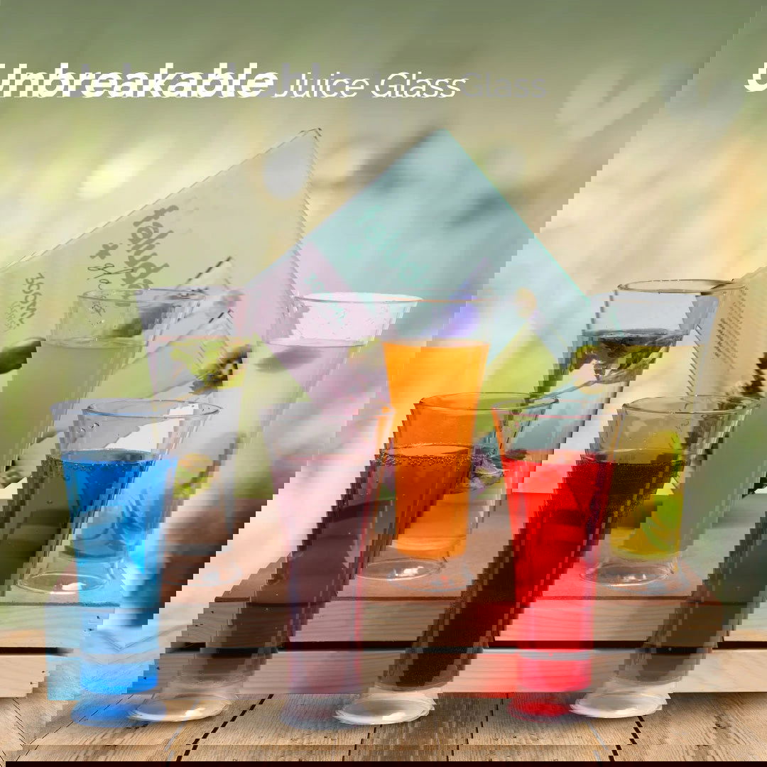 Unbreakable Transparent Juice Glass |Acrylic Glassware and  100 % Food Grade | 18 pcs Set - 