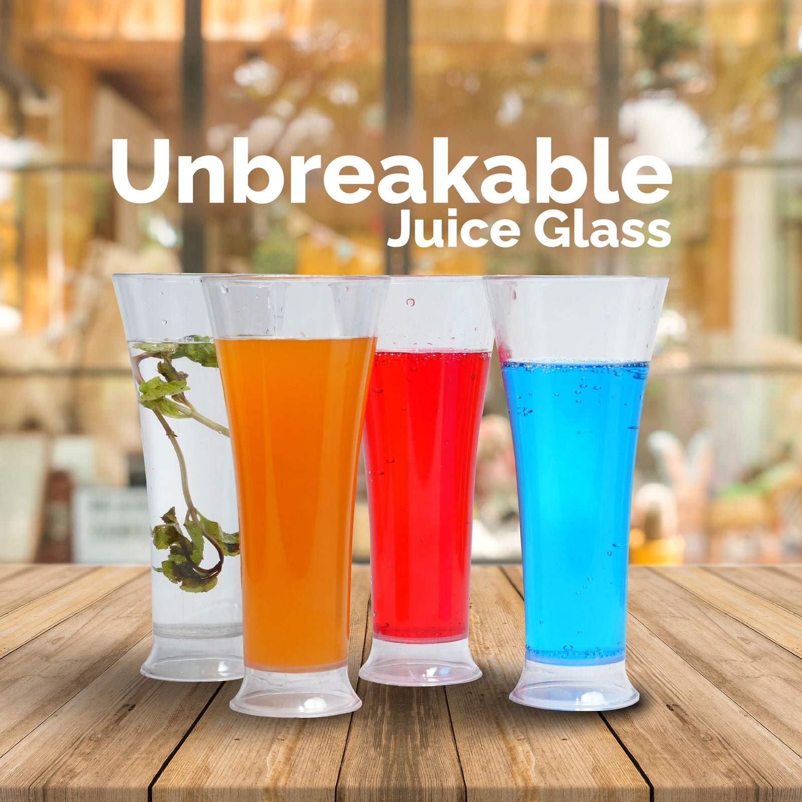 Unbreakable Transparent Juice Glass |Acrylic Glassware and  100 % Food Grade | 6 pcs Set - 